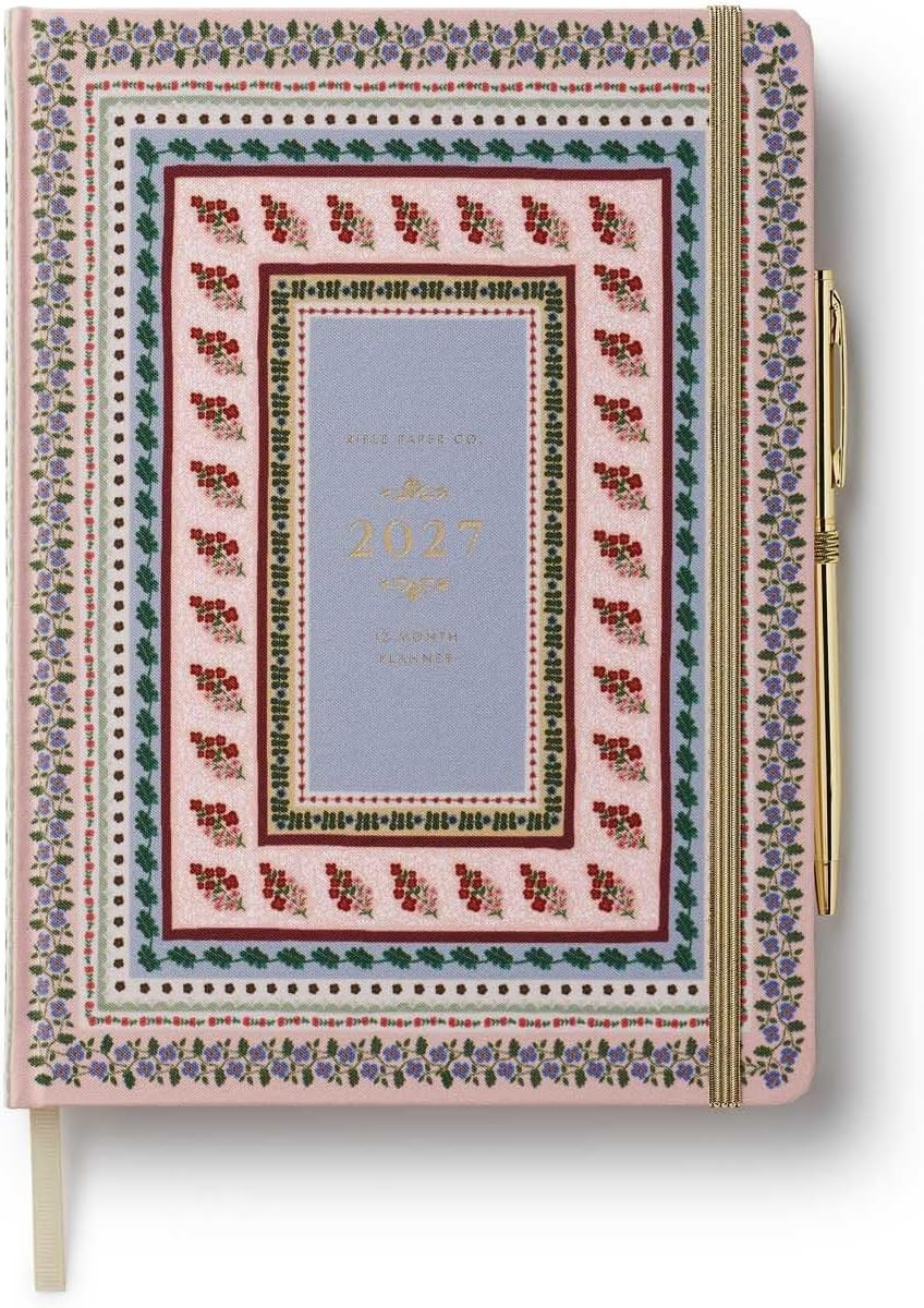 RIFLE PAPER CO. Paisley 2027 12-Month Hardcover Planner with Gold Pen | 8" L x 6" W x 0.5" H, Jan... | Amazon (US)