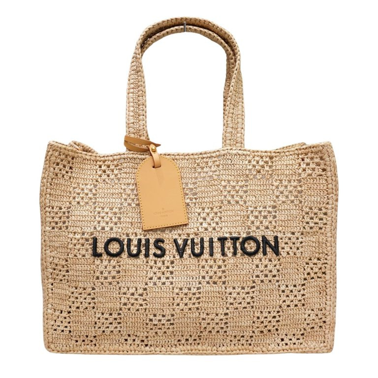 Pre-Owned LOUIS VUITTON Shopper Bag MM M25008 Tote Natural Beige Damier Raffia C48 Women's Men's | Walmart (US)