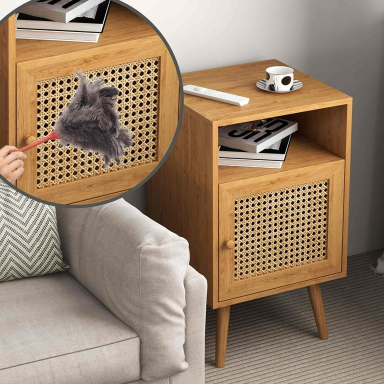 Tolead Rattan Nightstand, Boho Side Table with Handmade Rattan Decorated Drawer, Bedroom, Living ... | Walmart (US)