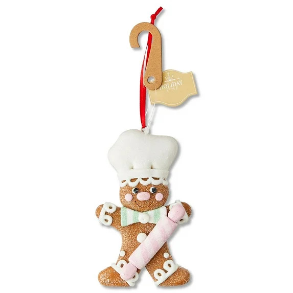 Pink Clay Dough Gingerbread Chef Christmas Ornament, 4.5", by Holiday Time | Walmart (US)
