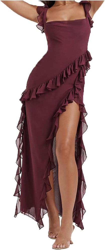 Gladtbser Wine Dress Wine Red Dress Burgundy Dress Outfit Cocktail Party Dress Cocktail Outfits Fall | Amazon (US)