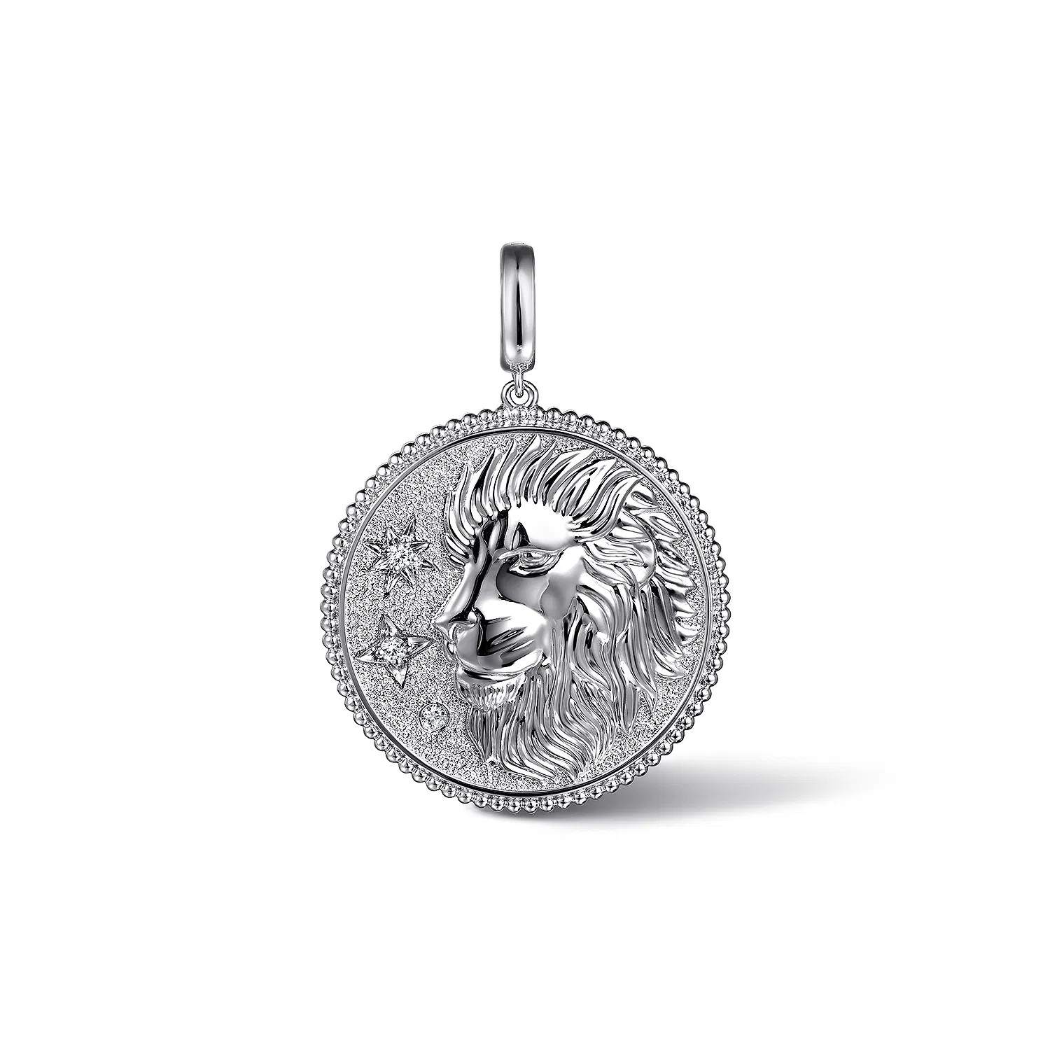 925 Sterling Silver White Sapphire Bujukan Leo Medallion Pendant With Detachable Bail | Gabriel & Co. Fine Jewelry And Bridal