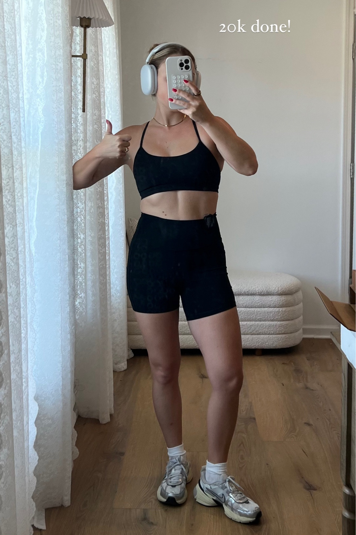 got my 20k steps done today! wearing a medium bra and small shorts. 

#LTKActive #LTKFitness #LTKFindsUnder50