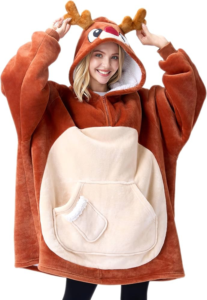 Giggling Getup Wearable Blanket Hoodie for Women Men Sherpa Fleece Hooded Blanket Sweatshirt Warm... | Amazon (US)
