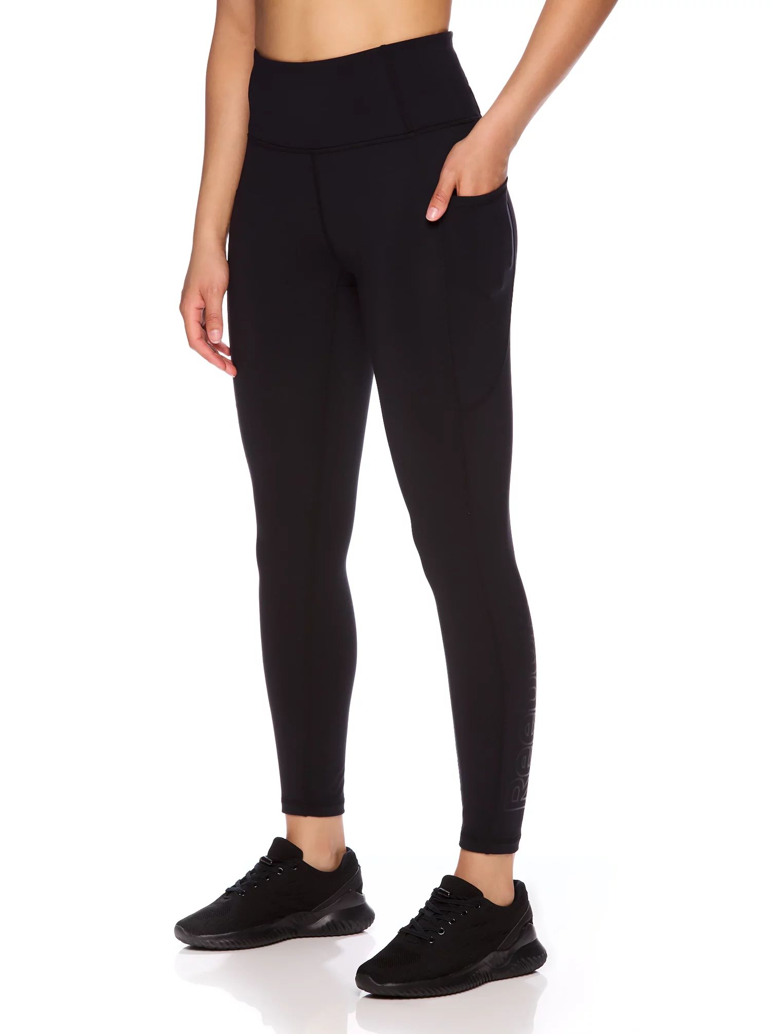 Reebok Women's Solid Print High Rise 7/8 Legging with 25" Inseam and Side Pockets - Walmart.com | Walmart (US)