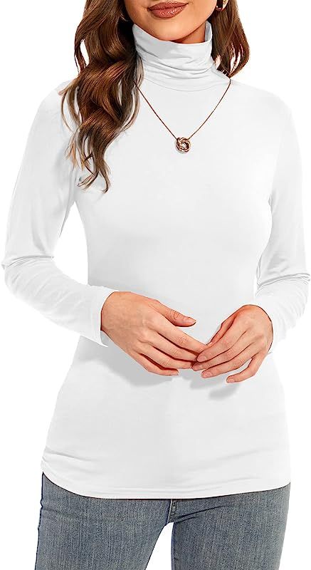 YepClick Womens Long Sleeve Turtleneck T-Shirts Casual Lightweight Slim Fit Cozy Base Layer Top | Amazon (US)