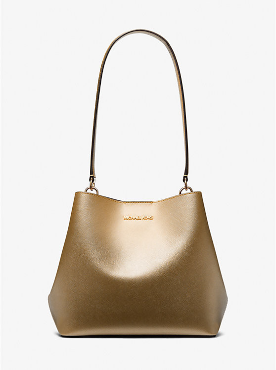 Pratt Medium Metallic Shoulder Bag | Michael Kors US