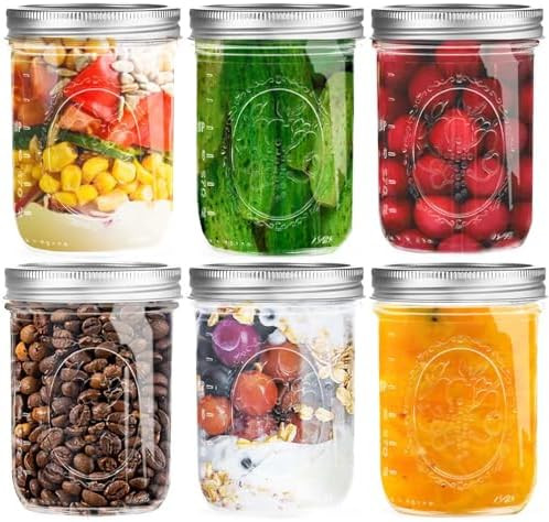 Wide Mouth Mason Jars 16 oz with Lids [6 Pack], Canning Jars with Metal Airtight Lids and Bands, ... | Amazon (US)