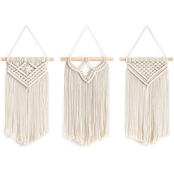 Golden Home Small Macrame Wall Hanging 3 Pack Art Woven Wall Decor Boho Chic Home Decoration for ... | Walmart (US)