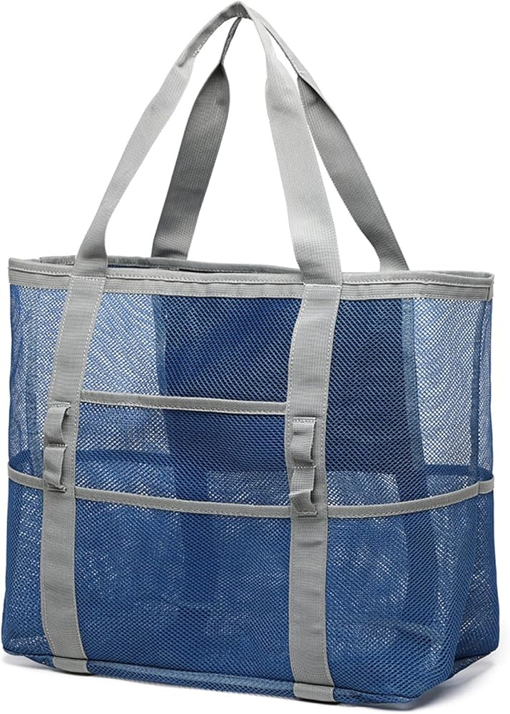 F-color Mesh Beach Bag Family - Large Tote Bag 9 Pockets for Swim Pool Toys Cruise Beach Vacation... | Amazon (US)