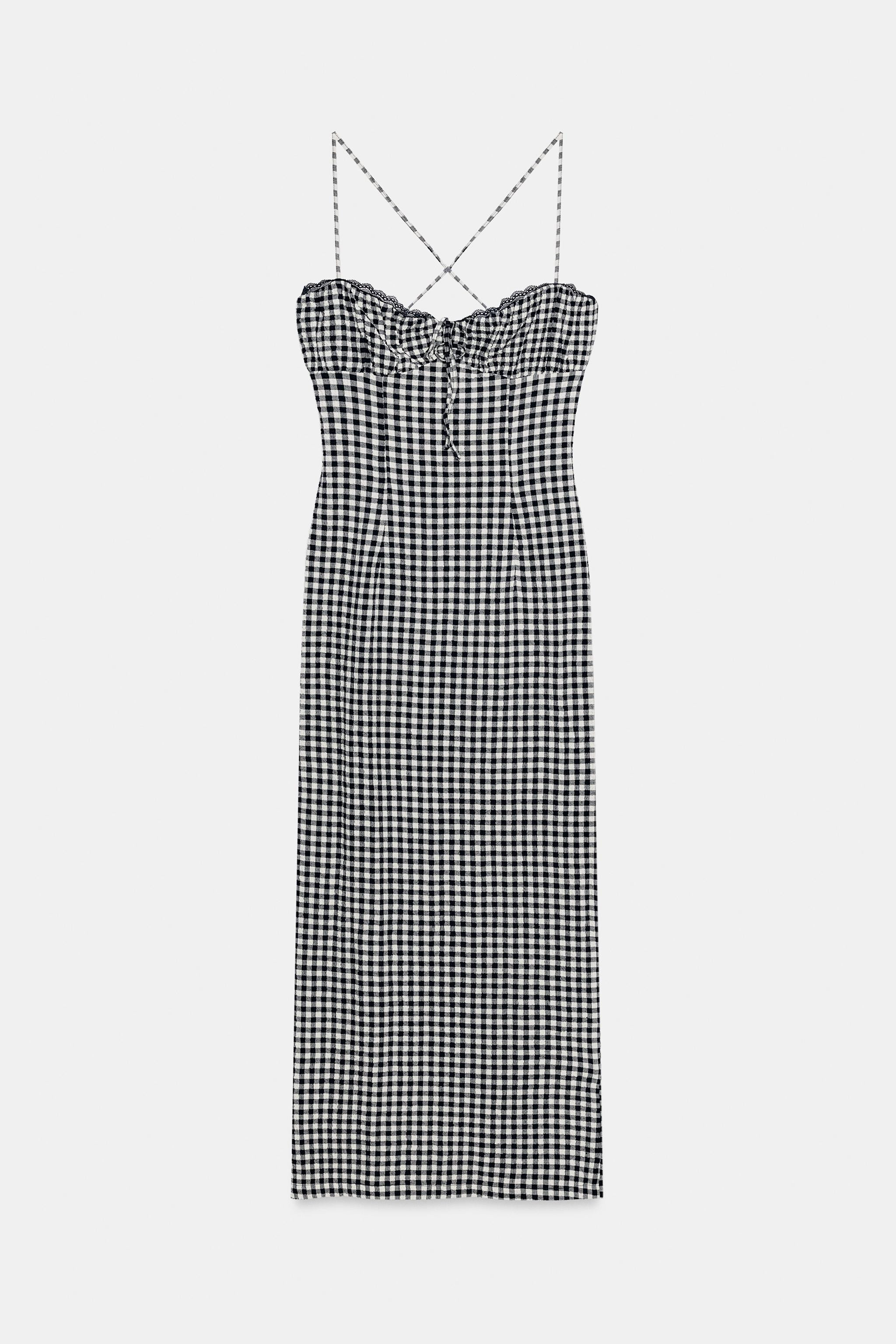 FITTED GINGHAM MIDI DRESS | Zara UK