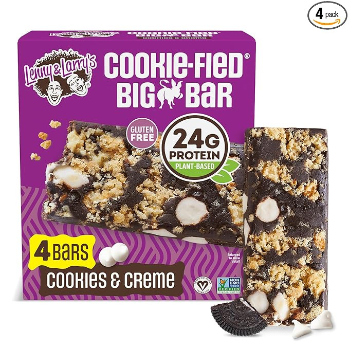 Lenny & Larry's Cookie-fied BIG BAR – Cookies and Creme Vegan Protein Bars 4x90g – Healthy Sn... | Amazon (US)