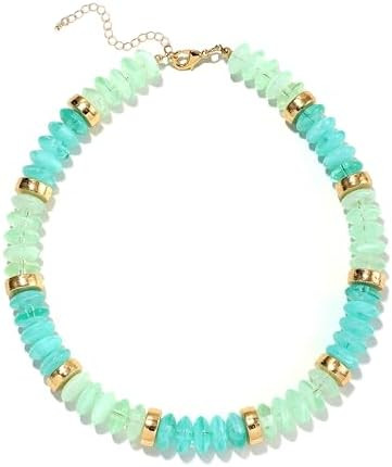 RISHEGAE Chunky Beaded Necklace for Women Boho Resin Beaded Choker Necklace Adjustable Surfer Bea... | Amazon (US)