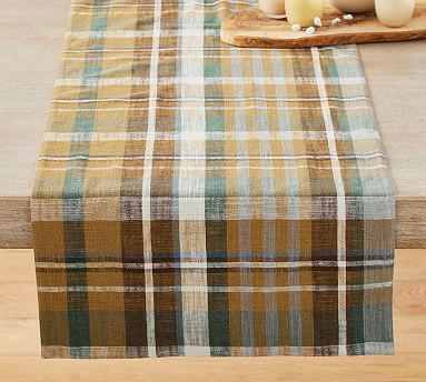 Montecito Plaid Cotton/Linen Table Runner | Pottery Barn (US)