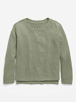 Cozy-Knit Crew-Neck Hi-Lo Hem Top for Girls | Old Navy (US)