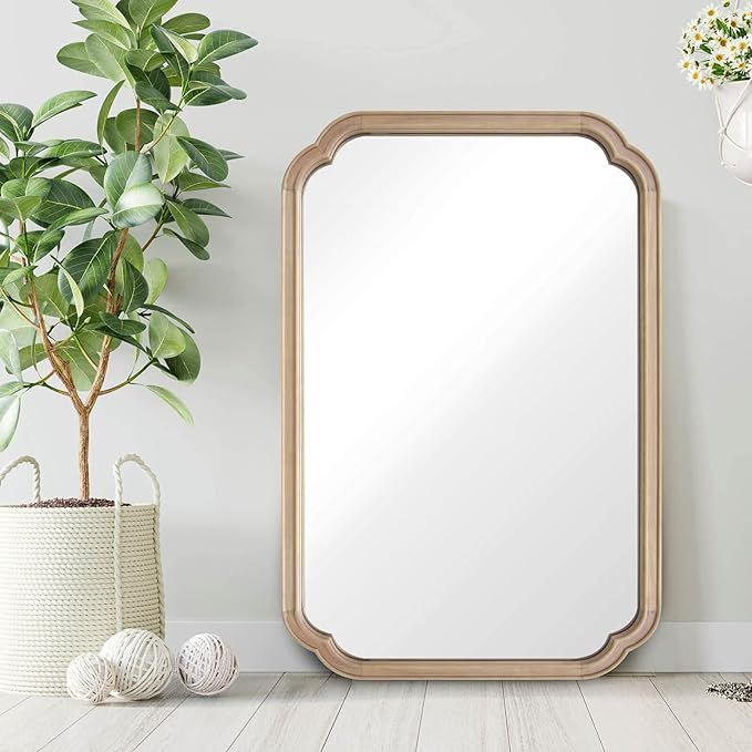 Amazon.com: WallBeyond 24" x 36" Rounded Corner Arch Wall Mirror with Wood Frame for Entryway, Li... | Amazon (US)
