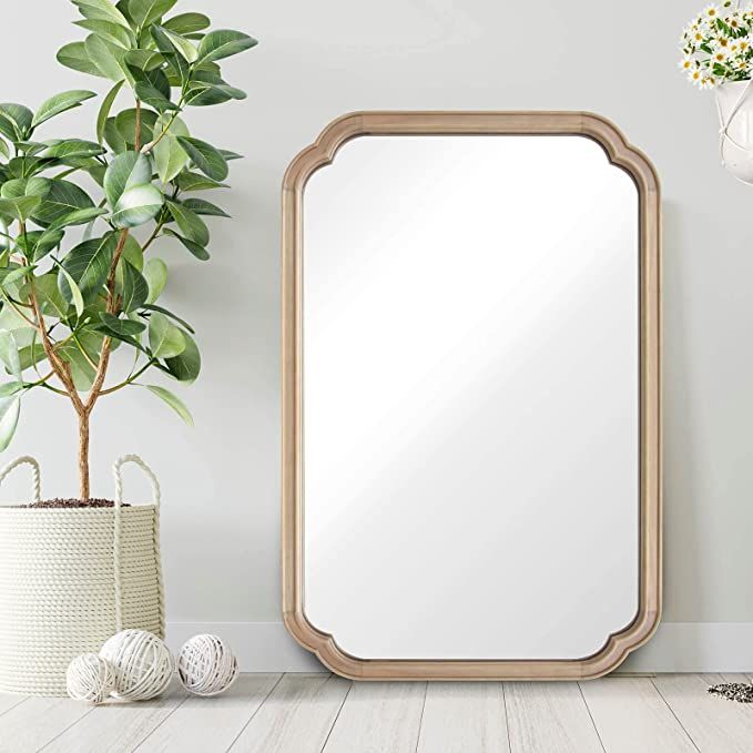 WallBeyond 24" x 36" Rounded Corner Arch Wall Mirror with Wood Frame for Entryway, Living Room or... | Amazon (US)