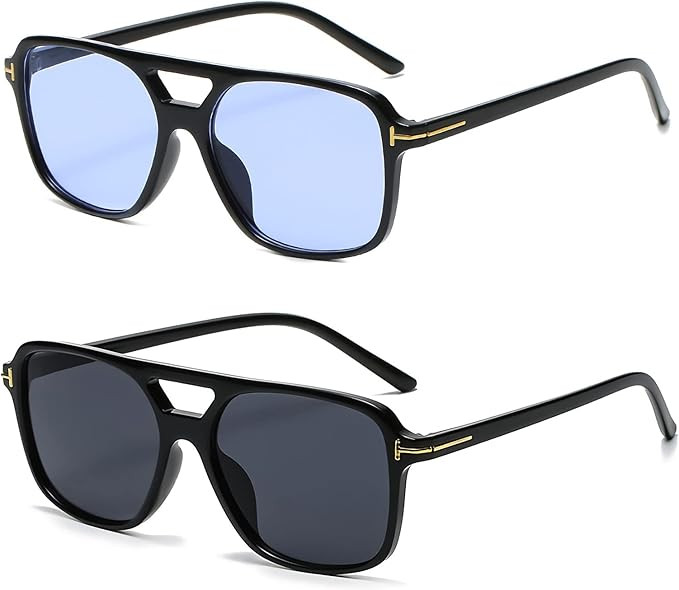 YDAOWKN Classic Vintage Aviator Sunglasses for Women Men Large Frame Retro 70s Sunglasses | Amazon (US)