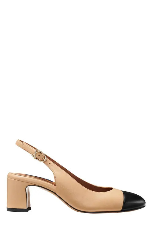 MARGAUX The Cap-Toe Cluny Slingback Pumps in Dune And Black at Nordstrom, Size 39.5 | Nordstrom
