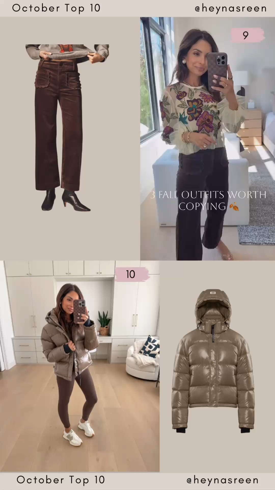 October Monthly Top 10:
#9:  Wearing a 24 regular length pants. Obsessed with the detail of the scalloped pockets on these pants! 
#10: The best puffer you'll have in your closet! So warm yet still lightweight removable hood, & thumb holes. Wearing size XS in the jacket, S in the top, and 4 in the leggings.

#LTKStyleTip #LTKPetite #LTKSeasonal