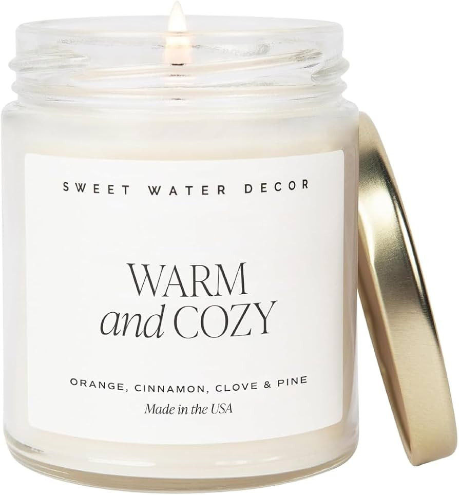 Sweet Water Decor Warm and Cozy Candle - Orange Peel, Cinnamon, Ginger and Clove Soy Winter Scent... | Amazon (US)