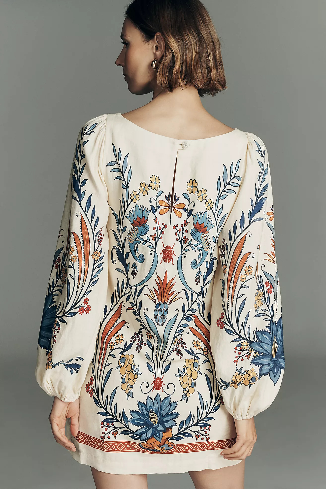 Farm Rio x Anthropologie Linen Blend Long-Sleeve Mini Dress | Anthropologie (US)