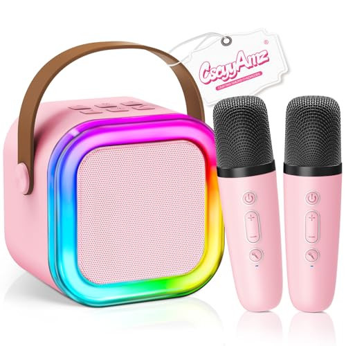 Mini Karaoke Machine for Kids Girls Boys - Birthday Gifts for Ages 4 5 6 7 8+ Year Old - 2025 New est - Portable Bluetooth Speaker with 2 Wireless Microphone - Kids' Instrument Accessories - Pink | Amazon (US)