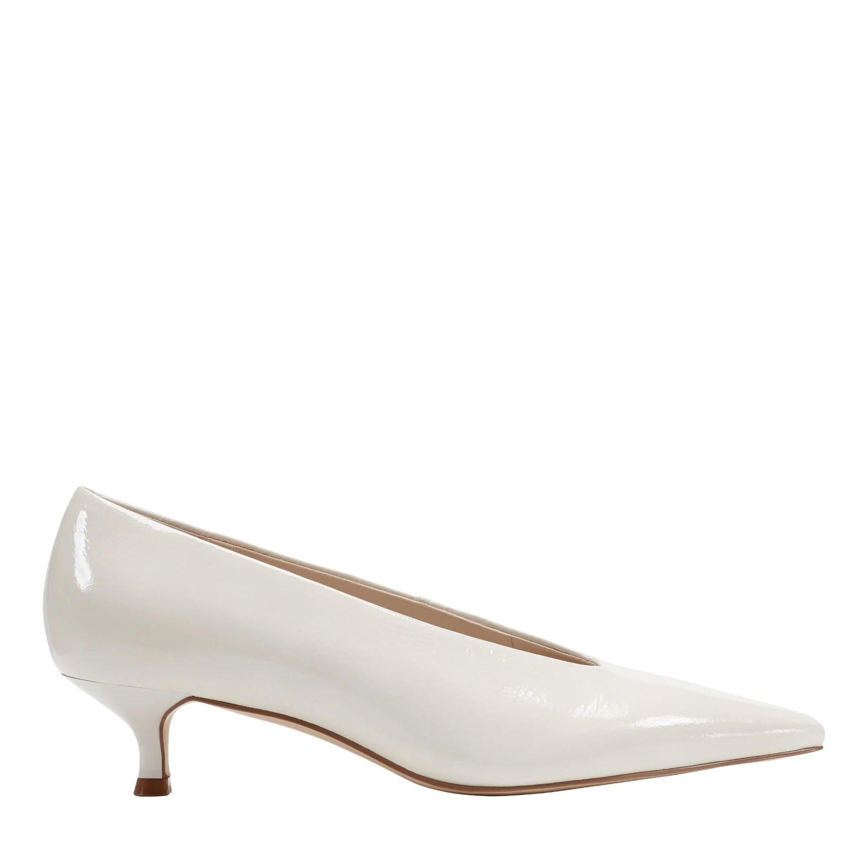 Women's Cecile Leather Kitten Heel Pump - White Patent Leather | Marc Fisher Footwear | Marc Fisher