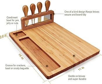 Bamboo Cheese Board Set, Charcuterie Platter and Serving Meat Board Including 4 Stainless Steel K... | Amazon (CA)