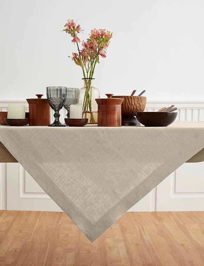 Solino Home Natural Linen Tablecloth – 52 x 52 Inch Tablecloth for Fall, Halloween, Thanksgivin... | Amazon (US)