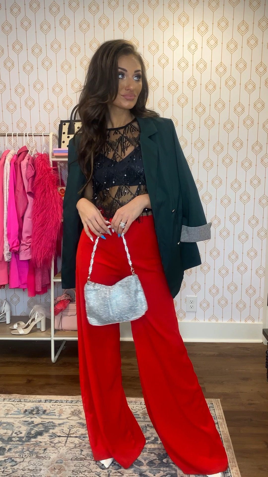 Festive ‘fits for the holidays 🎄❤️  Took a few staples from my closet, each under $15, and they come in a few colors! My shoes come in a few heights and styles, I’ll round them all up here too. 

- holiday outfits
- Christmas style 
- wide leg pants
- shein outfits 


#LTKFindsUnder50 #LTKootd #LTKHoliday