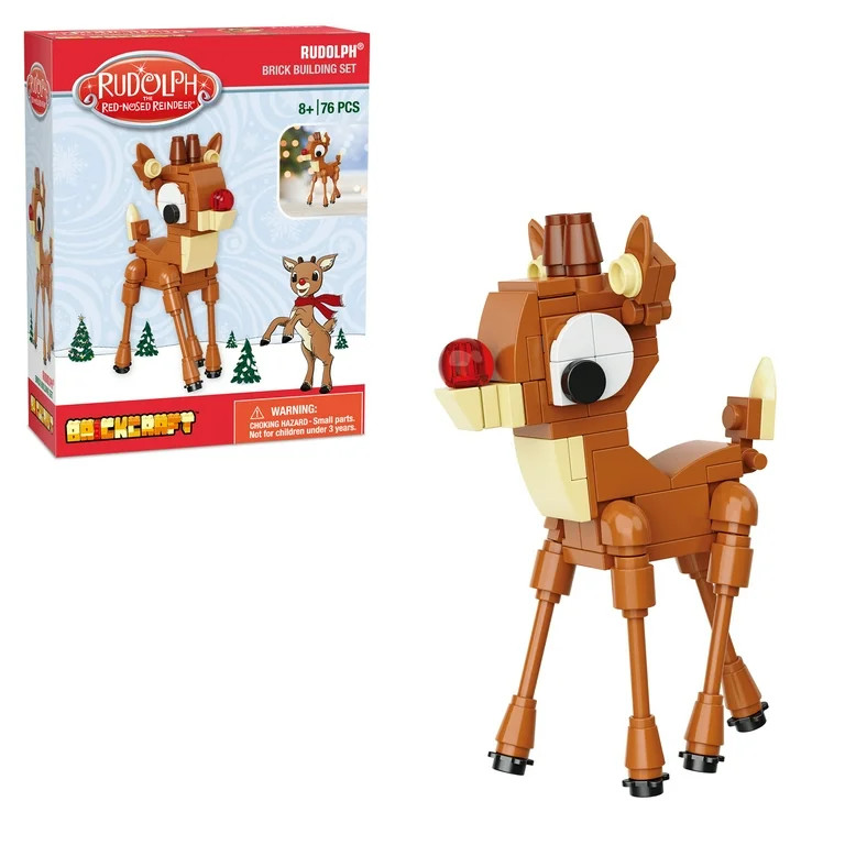 Brickcraft Rudolph Brick Building Kit (76-Plastic Piece Set), Christmas Figure Décor, Holiday Gi... | Walmart (US)