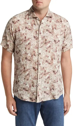 Crown Crafted Comers Beach Short Sleeve Linen Sport Shirt | Nordstrom