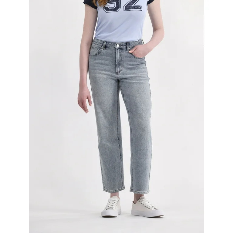 No Boundaries High-Rise Straight Leg Jeans, 29.5” Inseam, Women's and Women's Plus | Walmart (US)