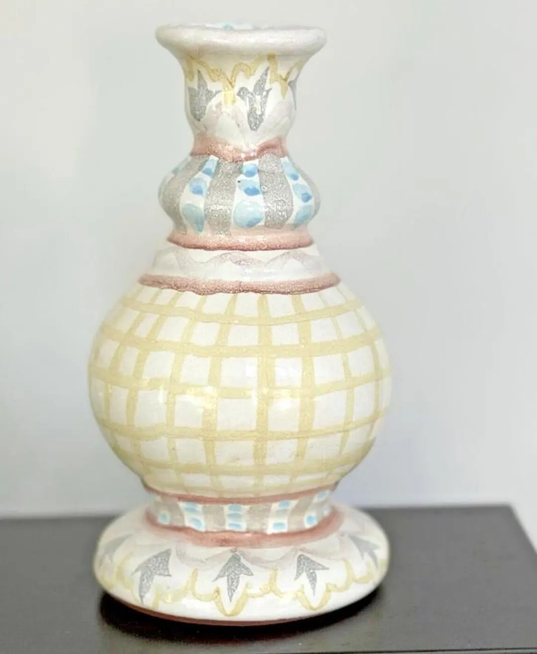 Mackenzie Childs Candlestick Holder or Bud Vase Checked Pattern 7” - Etsy | Etsy (US)