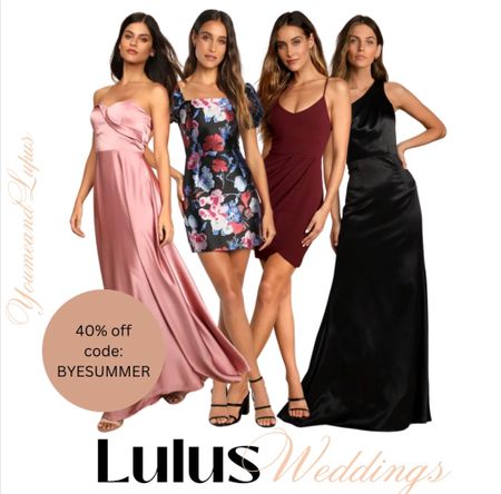 Lulus sale! Take 40% off with code: BYESUMMER on these great dresses. 
Wedding guest dresses, gowns, maxi dresses, floor-length gowns, date night dresses, evening gowns, cocktail dresses, fancy, YoumeandLupus, blue, red, black, pink, knee-length dresses, party dresses

#LTKstyletip #LTKSale #LTKSeasonal