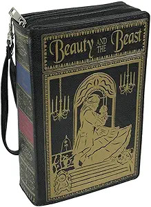 Black Vinyl Beauty and the Beast Book Handbag Novelty Clutch Purse Crossbody Bag | Amazon (US)