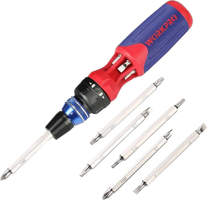 WORKPRO 12-in-1 Ratcheting Multi-Bit Screwdriver Set, Quick-load Mechanism Screwdriver with Doubl... | Amazon (US)