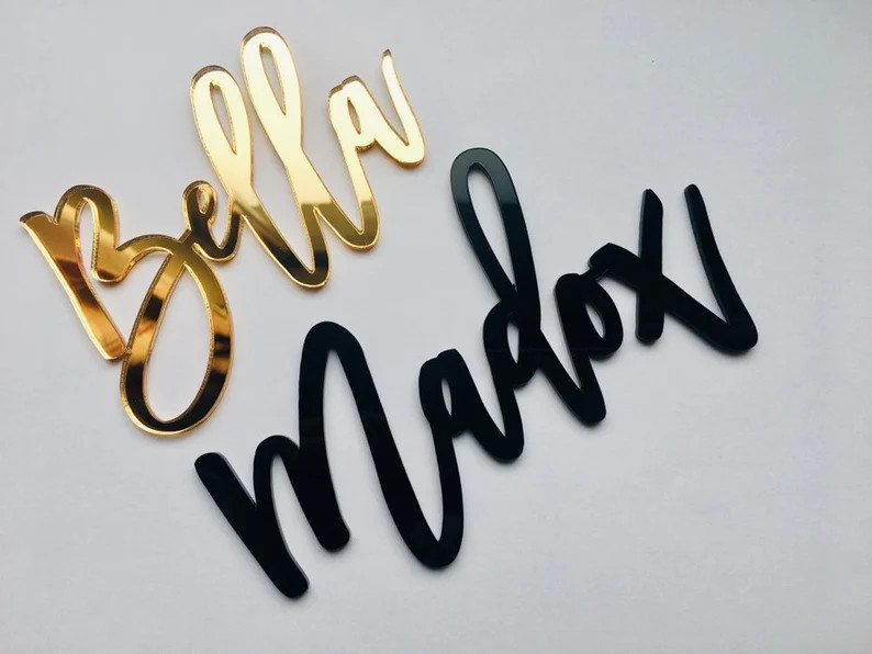 Acrylic Mirror Wooden Wall Door Name Sign, Nursery Decoration Kids Baby Room Personalised Home Pl... | Etsy (US)