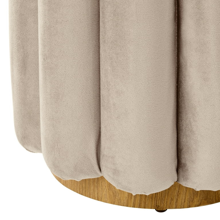 Better Homes & Gardens Lillian Velvet Tufted Ottoman, Beige | Walmart (US)