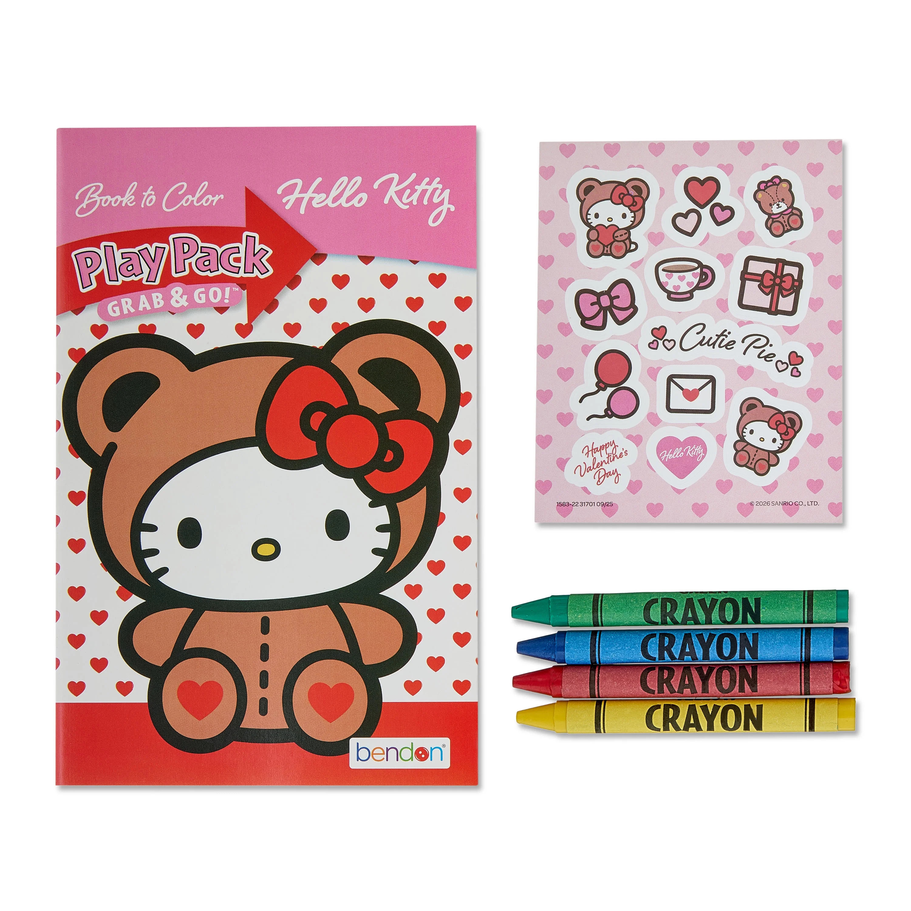 Hello Kitty Valentine's Day Grab & Go Play Pack, 24-Page Mini Coloring Book - Kids Activity by Be... | Walmart (US)