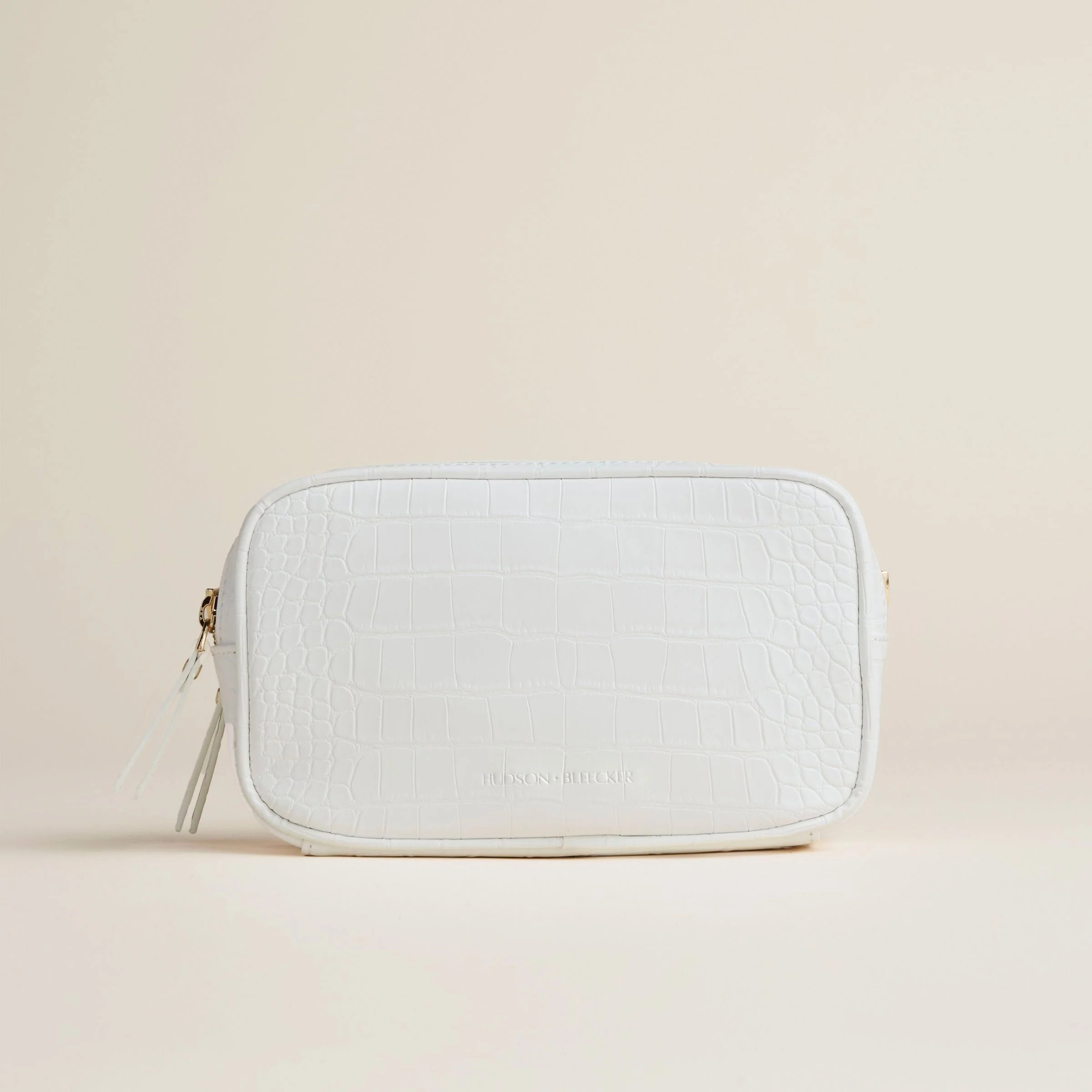 White Crocodile Latitude Beauty Bag | Hudson + Bleecker | Travel Beauty Case | Hudson+Bleecker