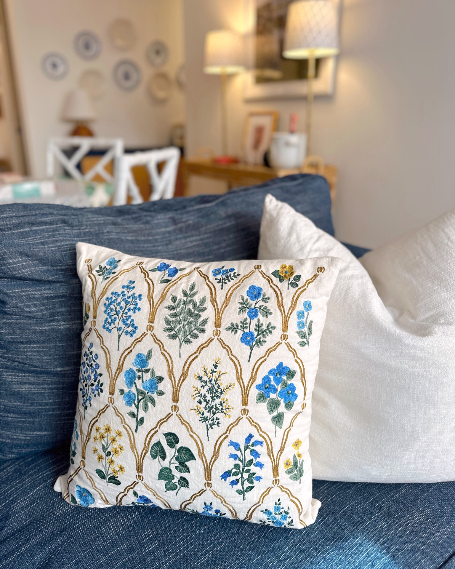 Use code AMY20 for 20% off my favorite embroidered floral pillow! 💙 #floralpillow #throwpillow #pillow 

#LTKSeasonal #LTKhome #LTKsalealert