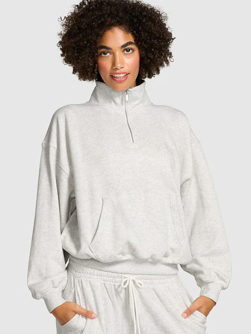 Buy Ivy Fleece Quarter-Zip Sweatshirt, Blue Dancer - Order Hoodies & Sweatshirts online - Victori... | Victoria's Secret (US / CA )