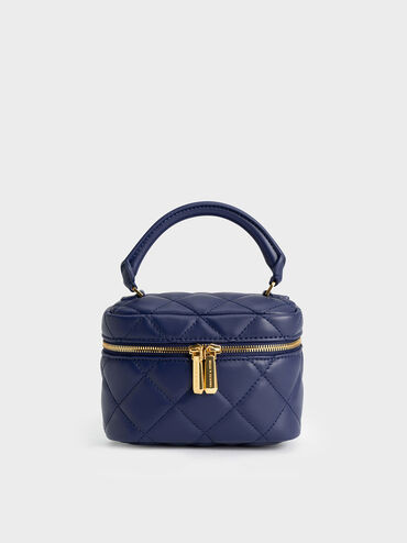 Navy Quilted Vanity Pouch | CHARLES & KEITH UK | Charles & Keith UK