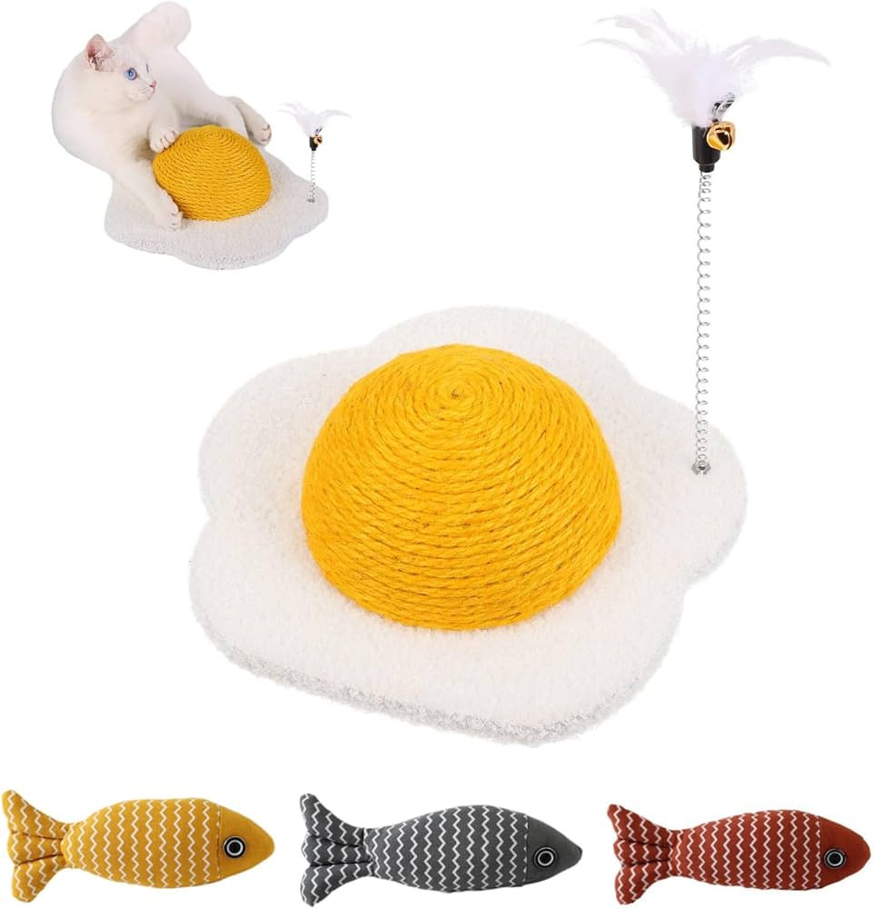 Egg Cat Scratcher Ball Cat Scratching Post Round Cat Tree Board Scratch Post Sisal Cat Toys (Yell... | Amazon (US)