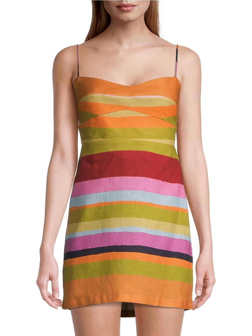 Flora Tere Striped Crisscross Minidress | Saks Fifth Avenue
