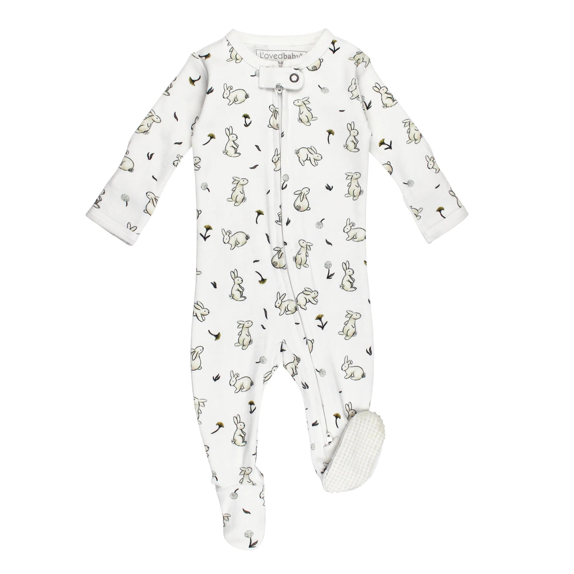 Organic 2-Way Zipper Footie in Honey Bunny | L'ovedbaby
