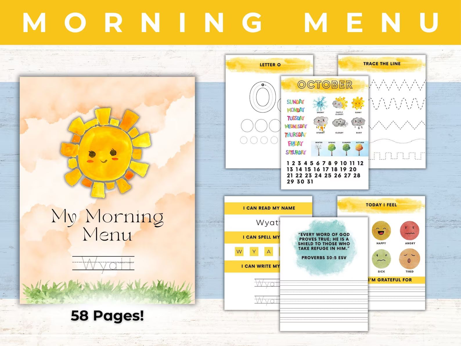 Morning Menu Morning Menu Bundle Homeschool Menu Pages Morning Menu Printable Pack Morning Time B... | Etsy (US)