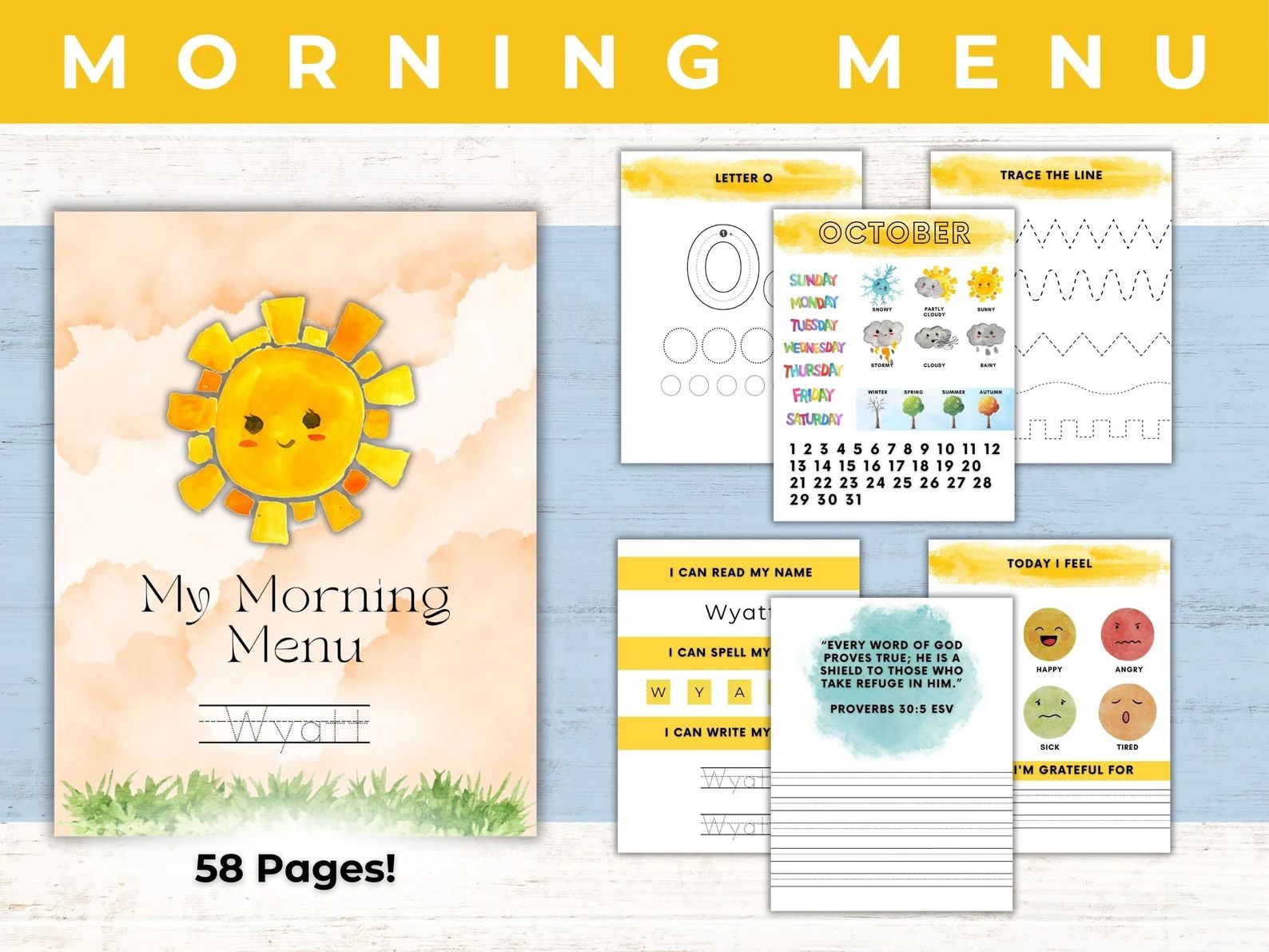 Morning Menu Morning Menu Bundle Homeschool Menu Pages Morning Menu Printable Pack Morning Time B... | Etsy (US)